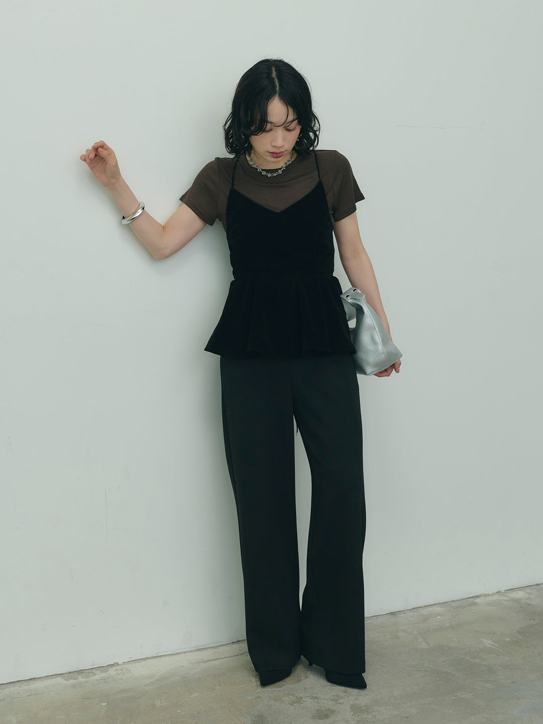 バックシャンペプラムキャミ&amp;Tシャツセット
