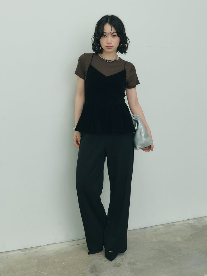 バックシャンペプラムキャミ&amp;Tシャツセット
