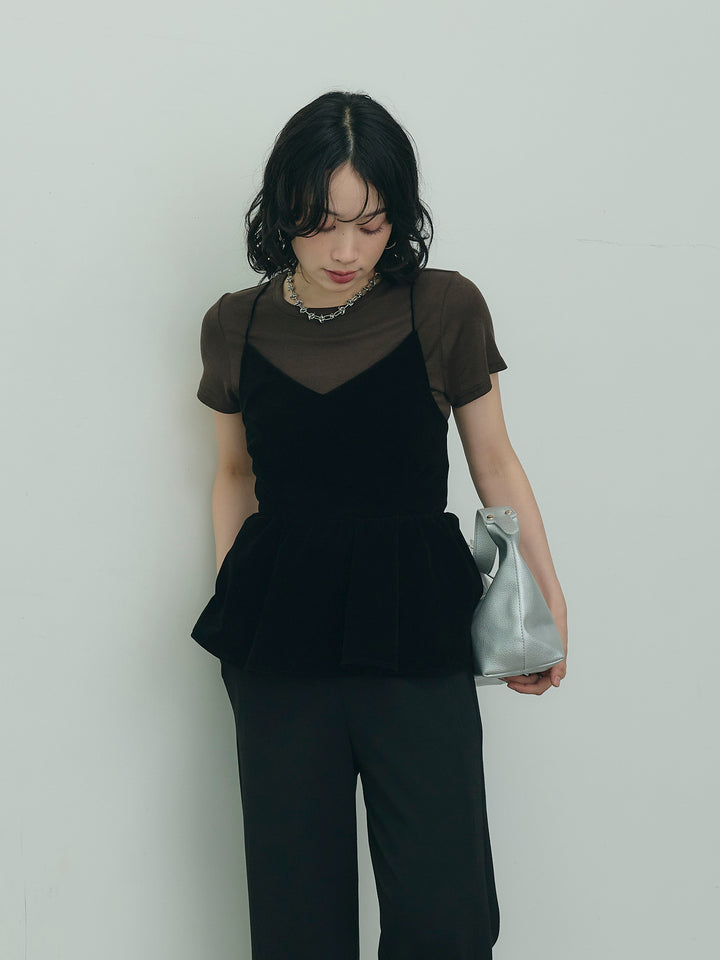 バックシャンペプラムキャミ&amp;Tシャツセット