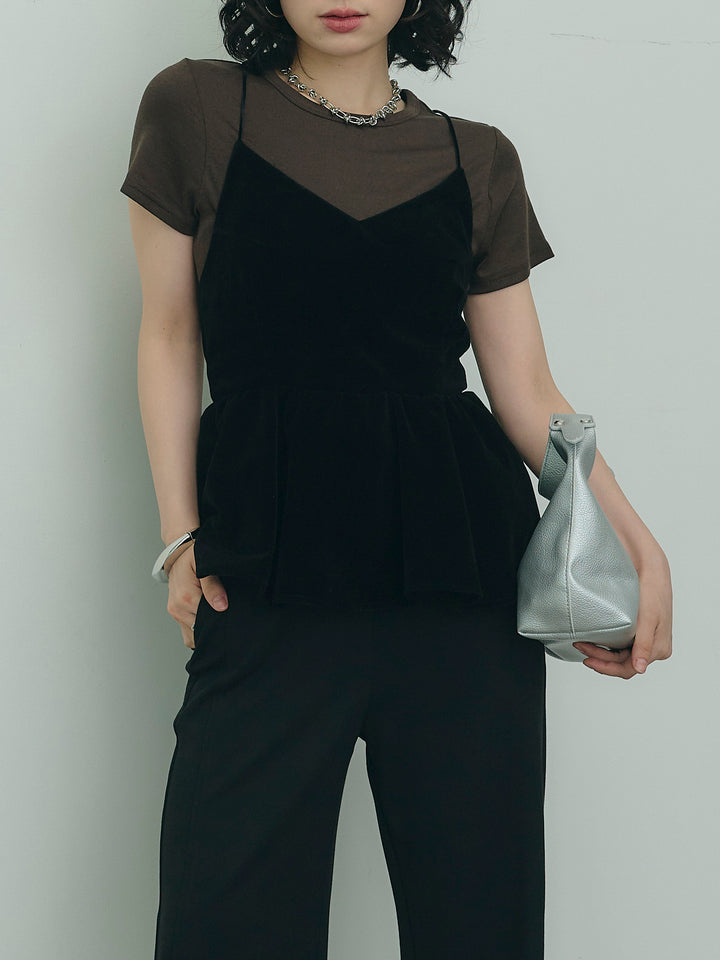 バックシャンペプラムキャミ&amp;Tシャツセット
