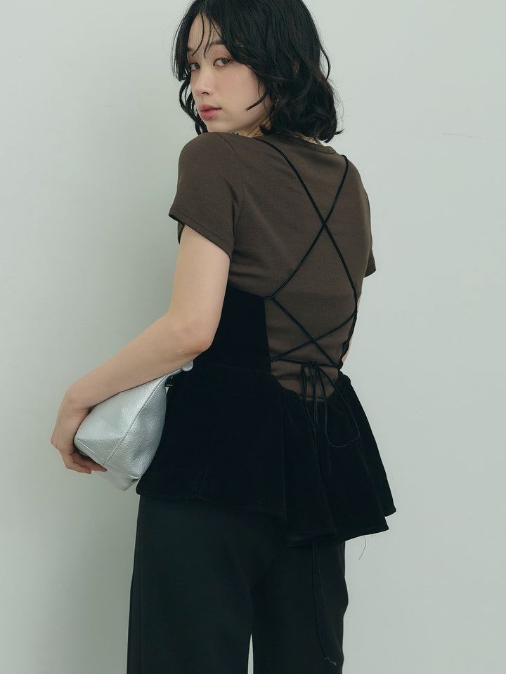バックシャンペプラムキャミ&amp;Tシャツセット