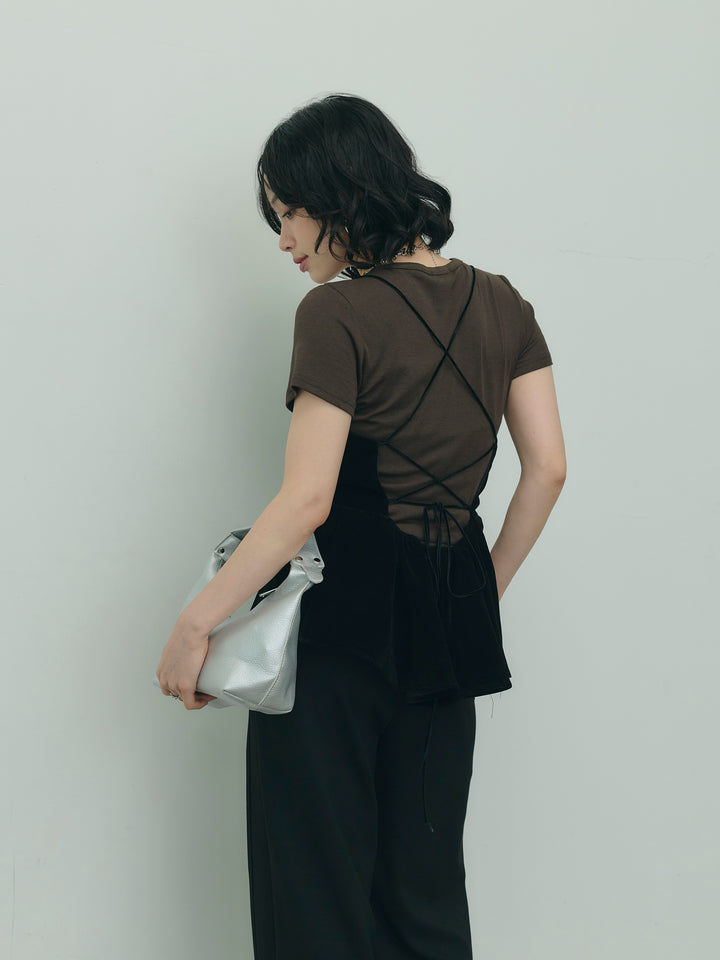 バックシャンペプラムキャミ&amp;Tシャツセット