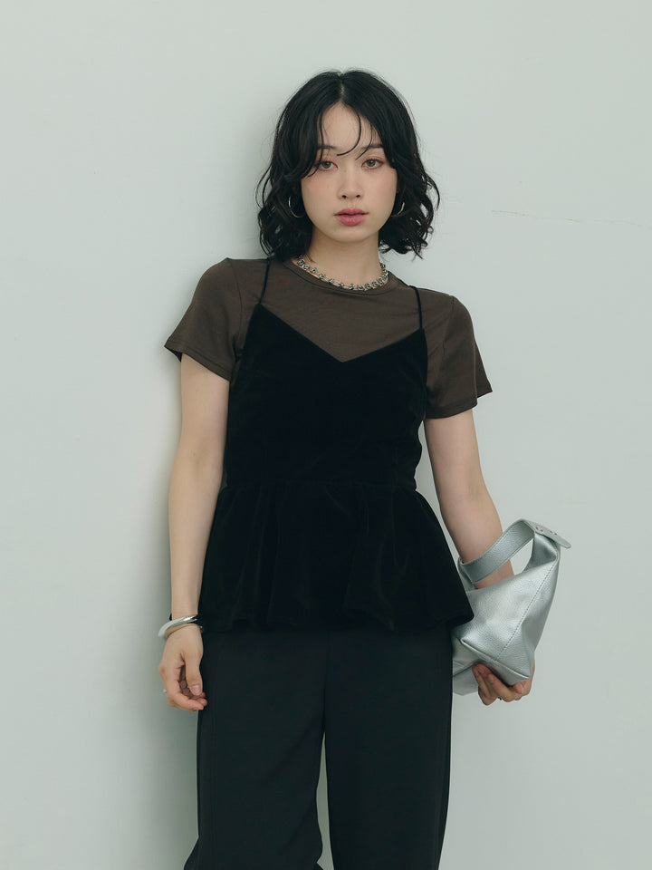 バックシャンペプラムキャミ&amp;Tシャツセット