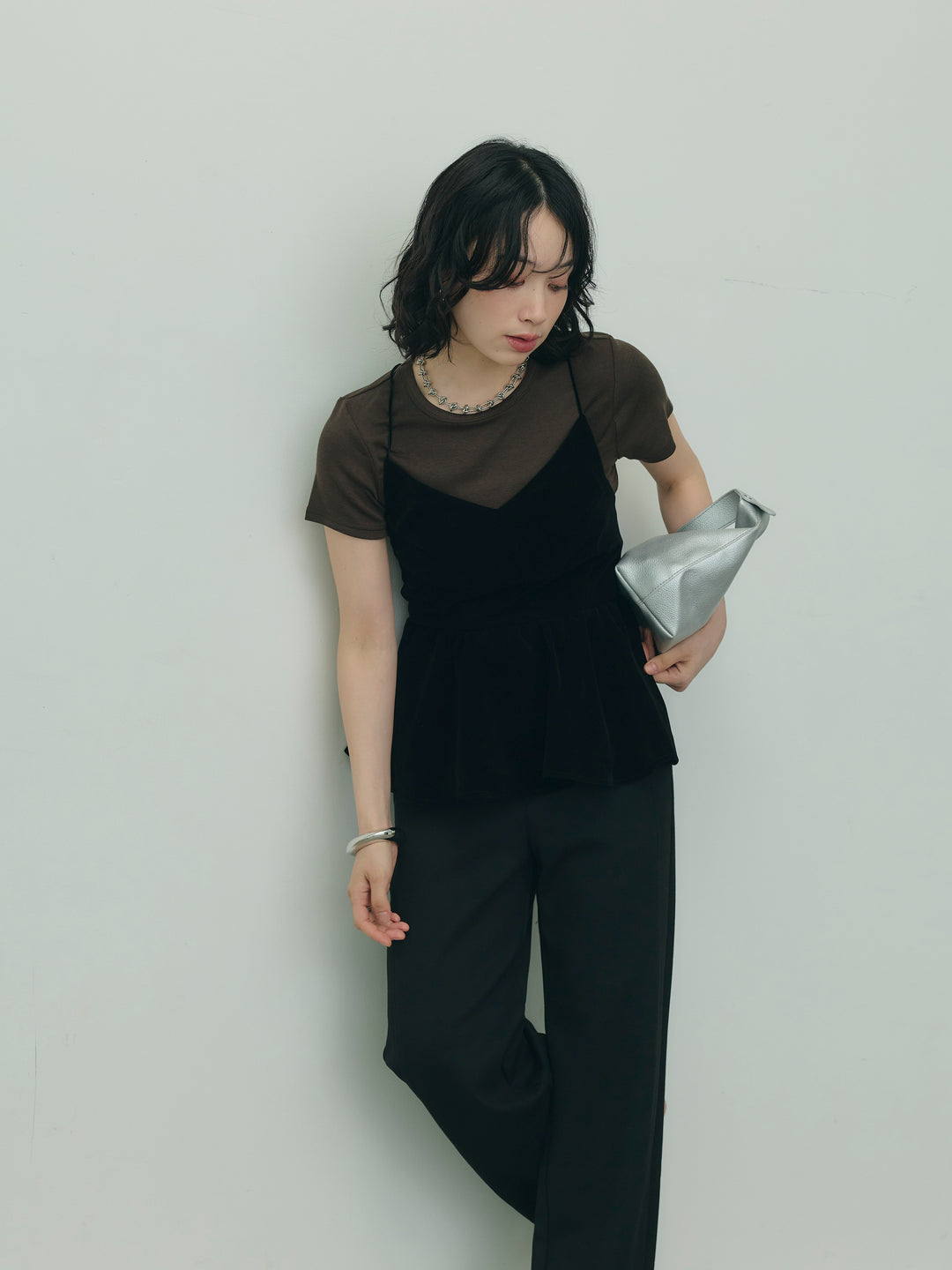 バックシャンペプラムキャミ&amp;Tシャツセット