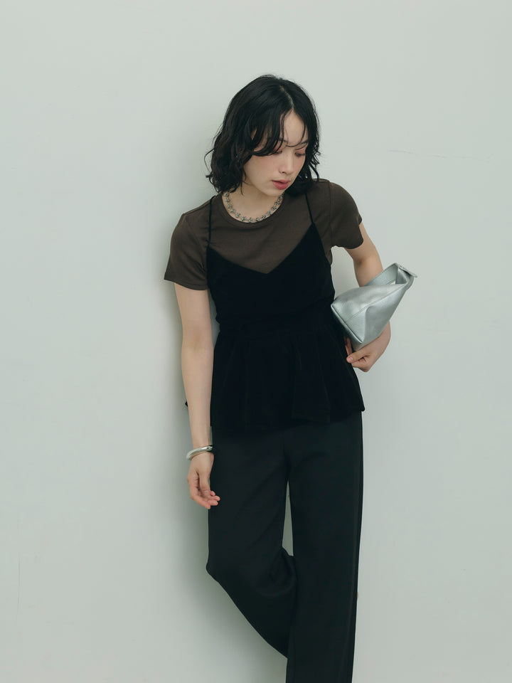 バックシャンペプラムキャミ&amp;Tシャツセット