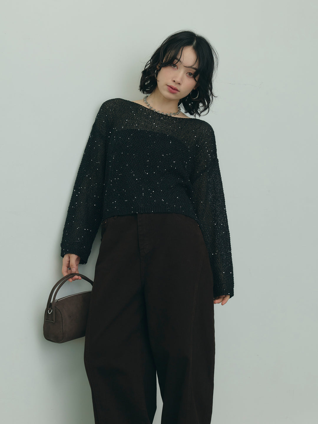グリッターショート丈ニット