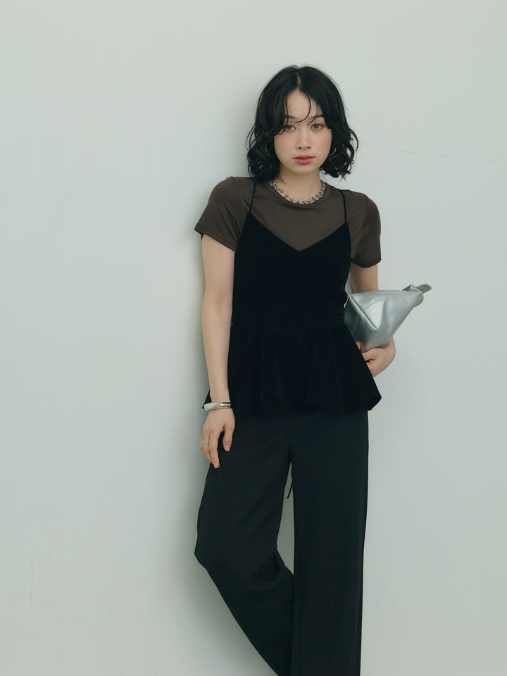 バックシャンペプラムキャミ&amp;Tシャツセット