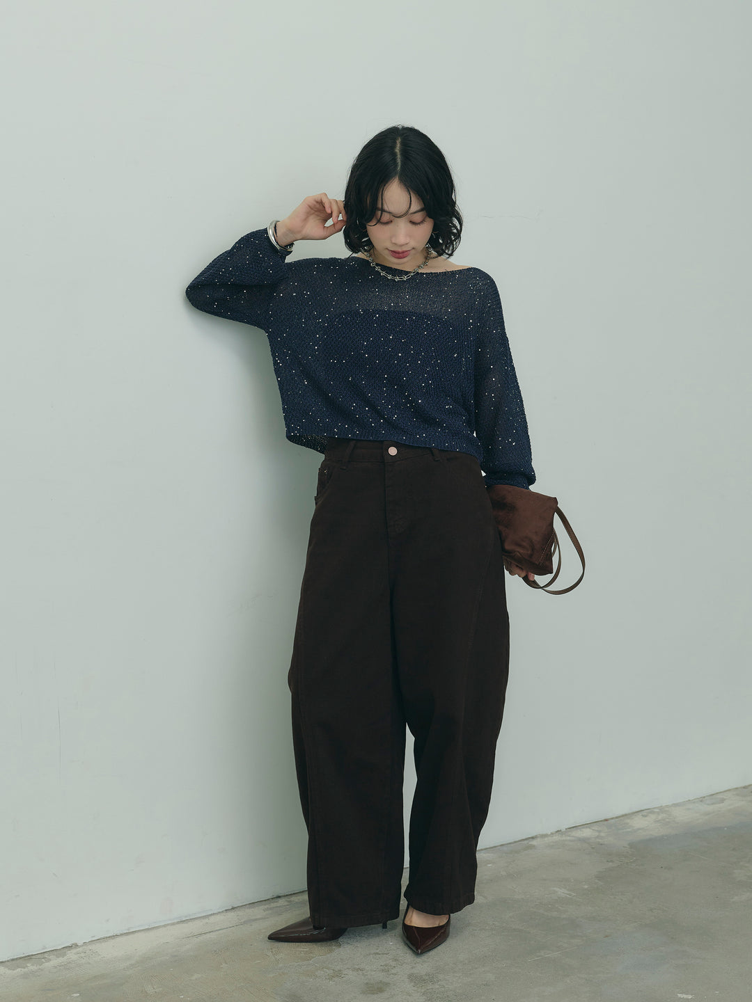 グリッターショート丈ニット