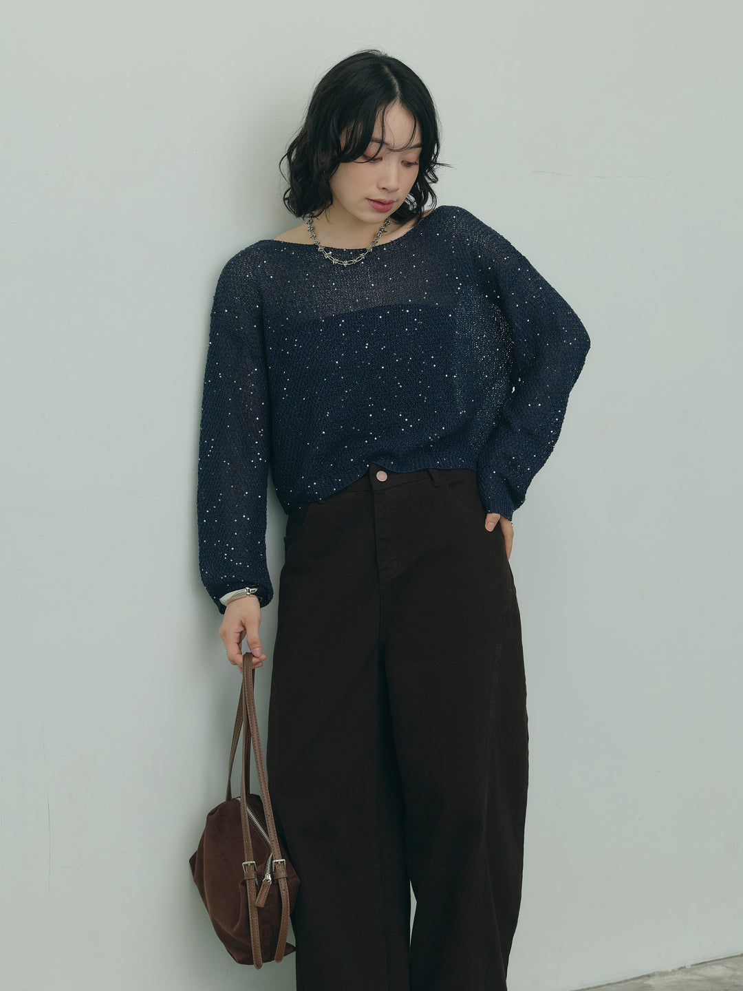 グリッターショート丈ニット
