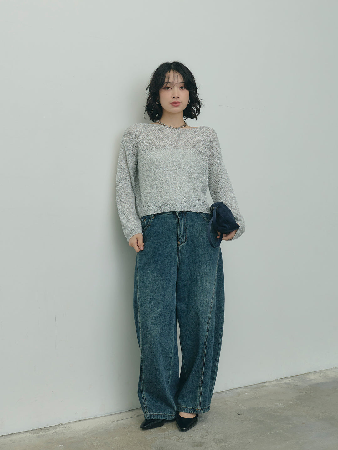 グリッターショート丈ニット