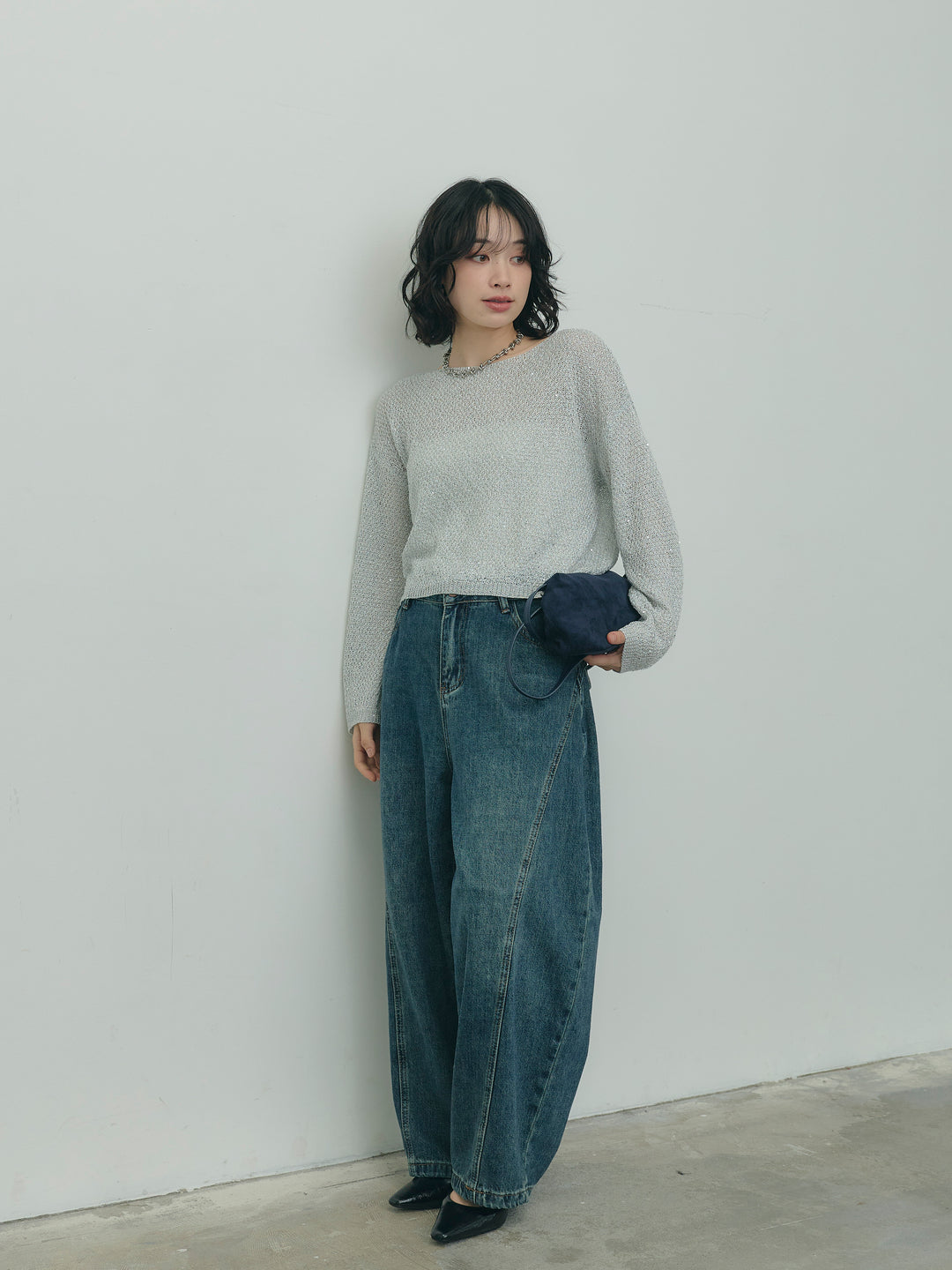 グリッターショート丈ニット