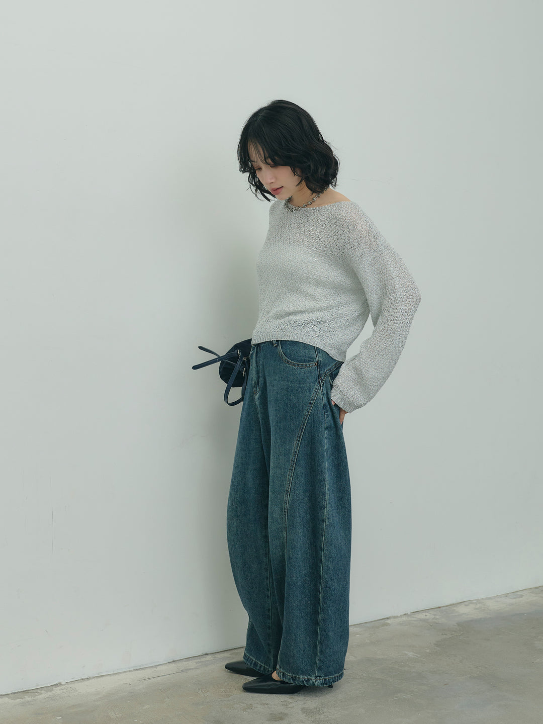 グリッターショート丈ニット