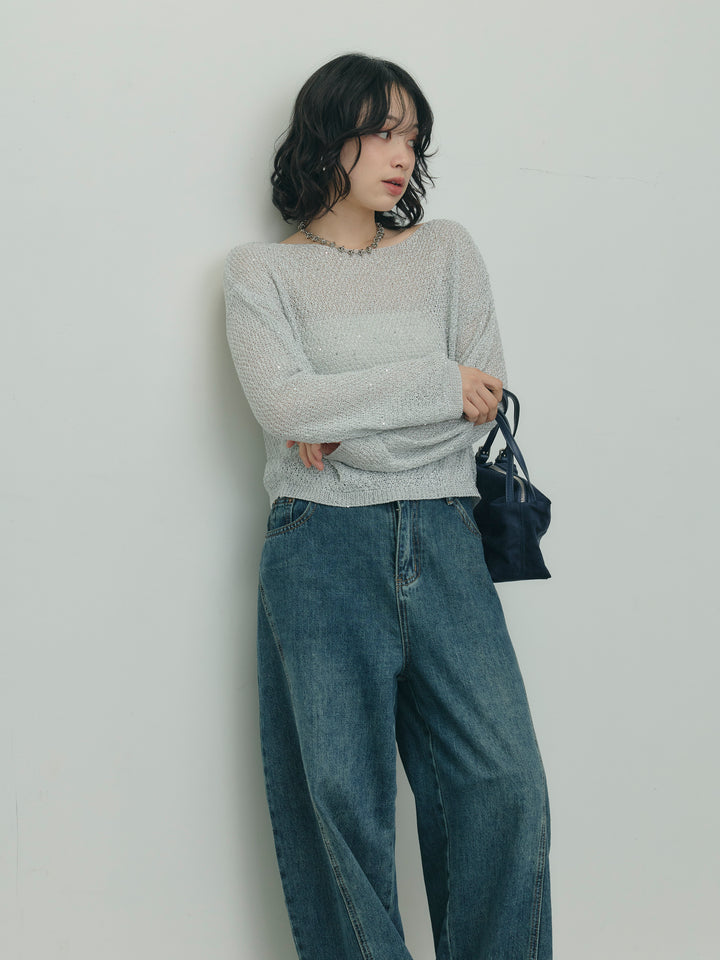 グリッターショート丈ニット