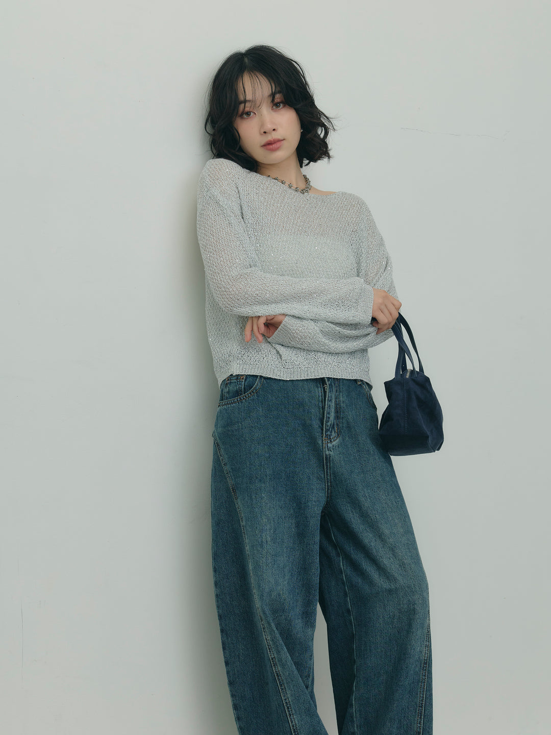 グリッターショート丈ニット