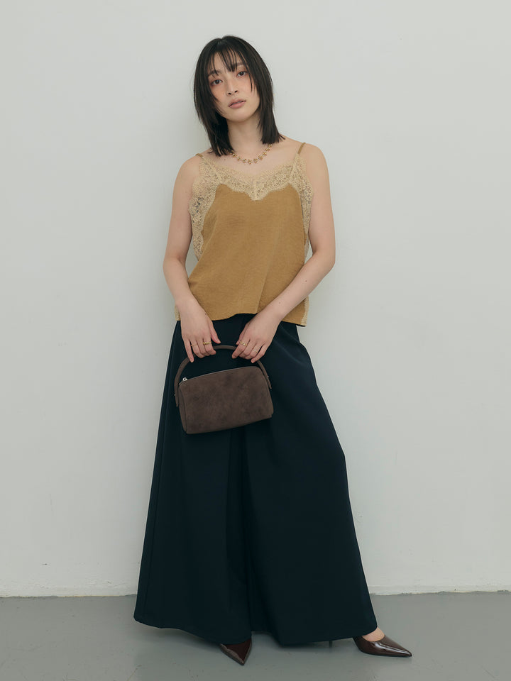 スエードタッチレースデザインキャミソール
