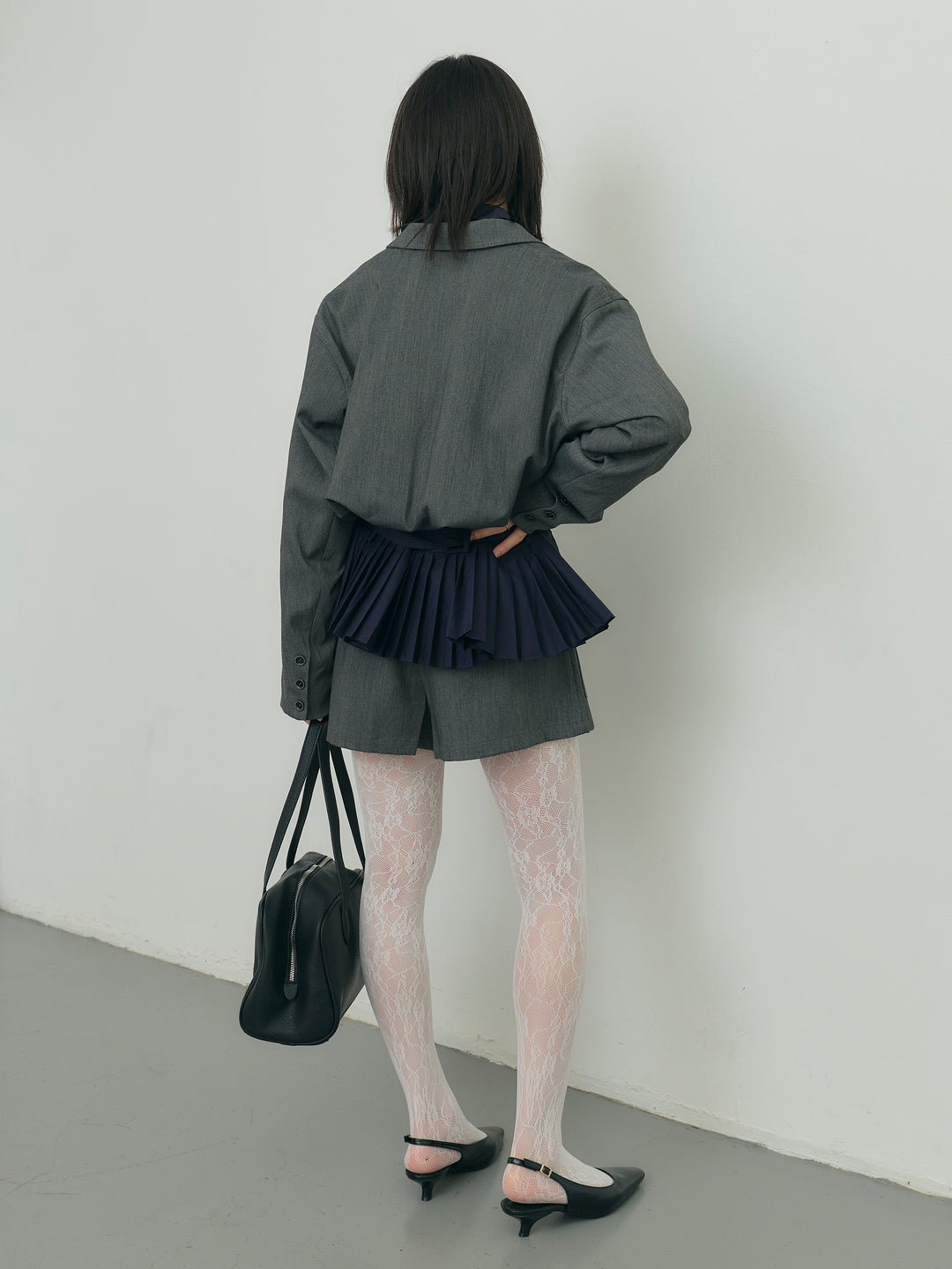 バルーンヘムショートジャケット×Wボタンショートパンツセット