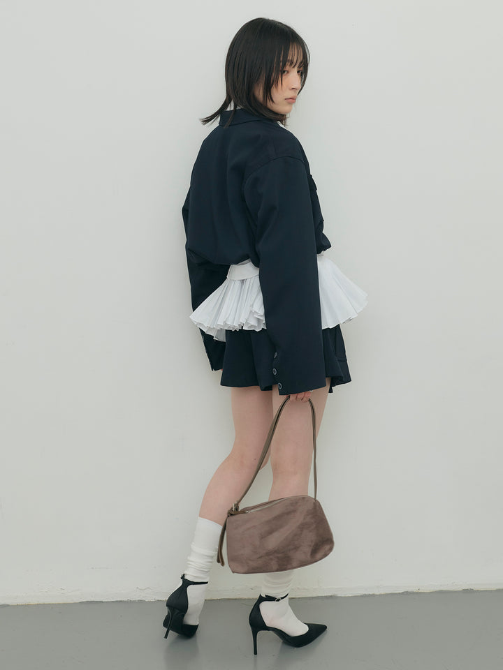 バルーンヘムショートジャケット×Wボタンショートパンツセット